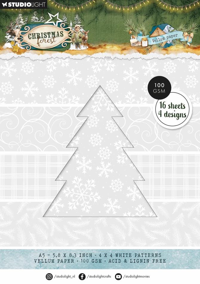 Paper Pad Transparentpapier "Weihnachtsmotive Vellum", DIN A5, 100g/qm, 4x4Bögen