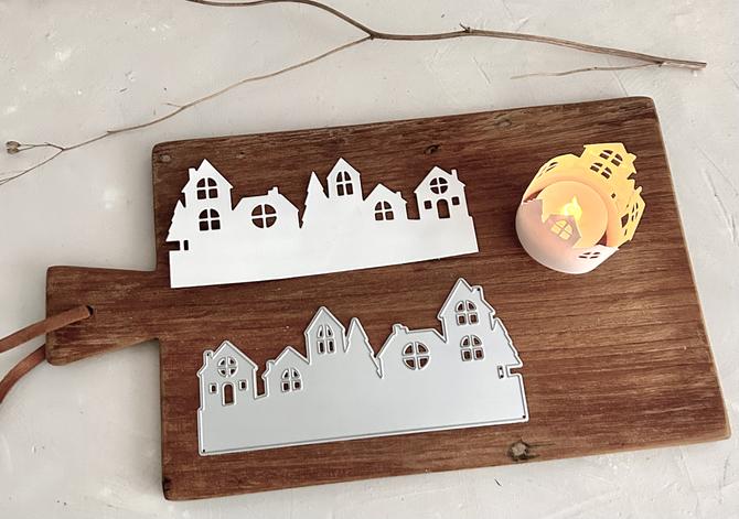 Stanzschablone "Häusersilhouette" Gnomdorf, 6,8x15cm