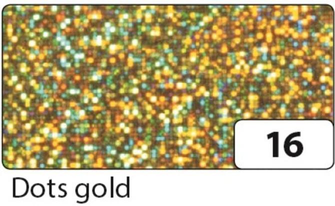 Holographische Folie selbstklebend, 40 cm x 5 m, Dots gold