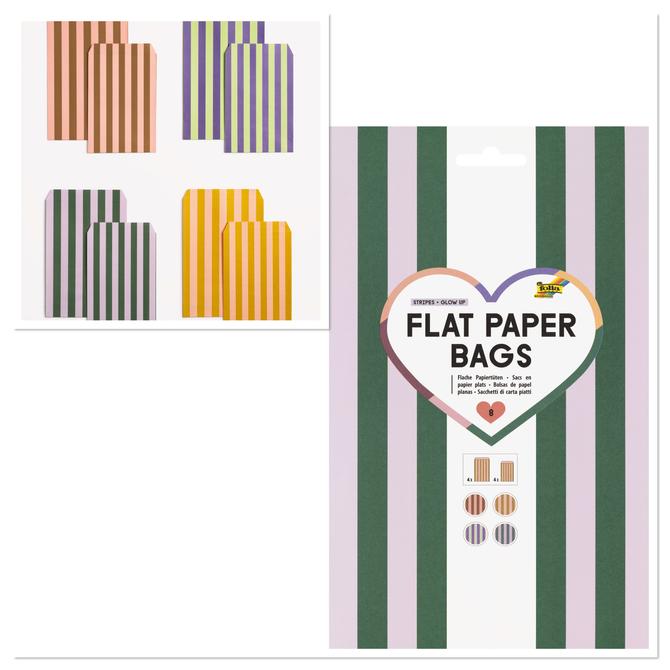 Flat Paper Bags Papiertüten "golden vibes Stripes", 15,5x24,8cm u. 13x21cm, 8-tlg.