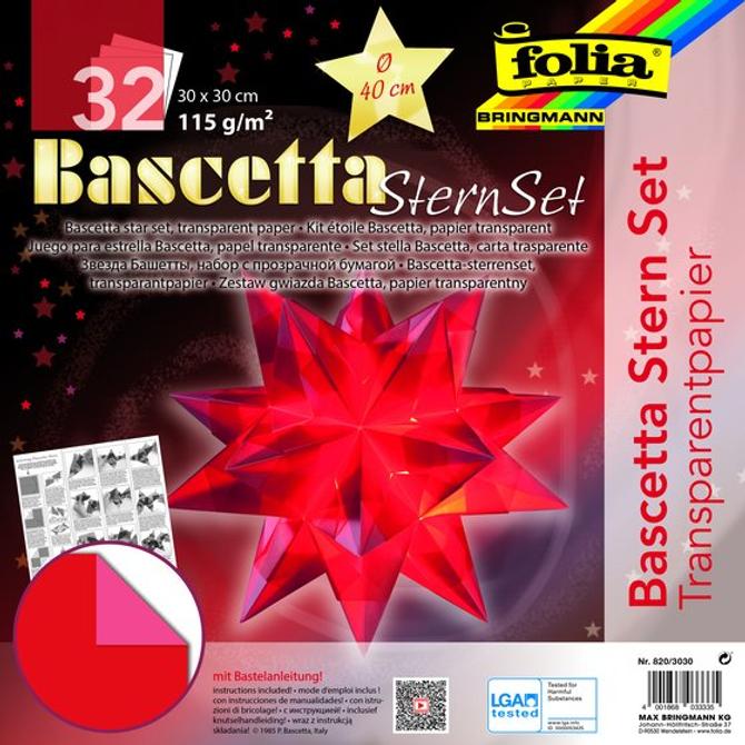 Bascetta-Stern Set, TRANSPARENTPAPIER 30 x 30 cm, rot