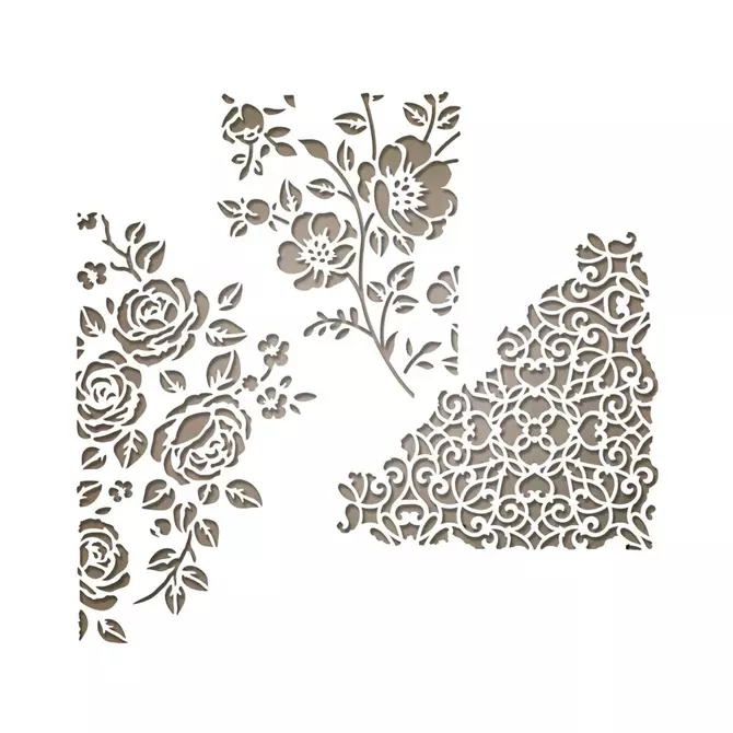 Stanzschablonen Set "Mischtechnik nr.5", bis 9,5x9,5cm, 3-tlg.