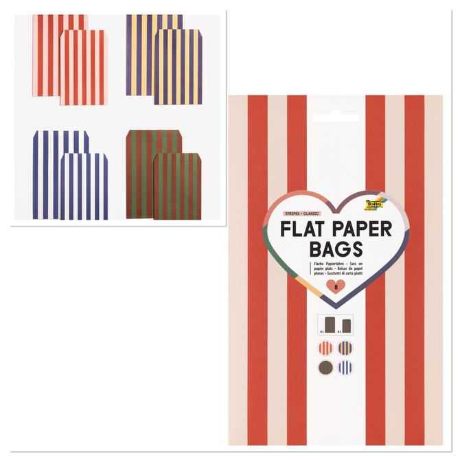 Flat Paper Bags Papiertüten "Classic Stripes", 15,5x24,8cm u. 13x21cm, 8-tlg.
