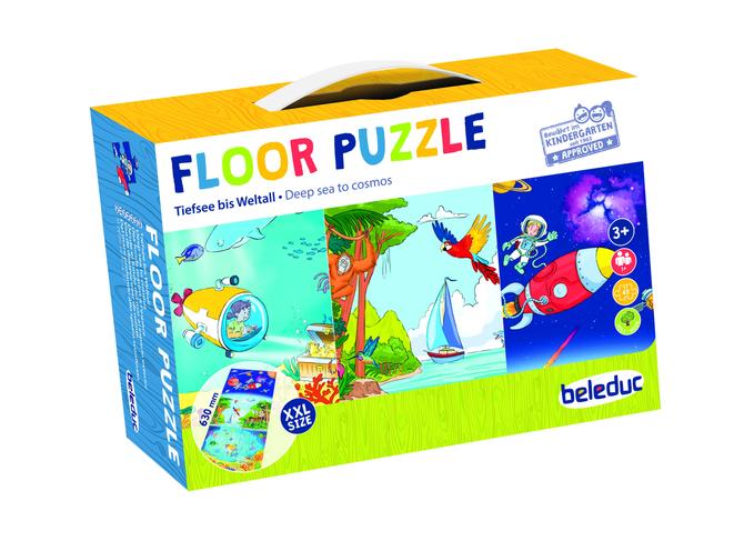 Holz-BODENPUZZLE  "TIEFSEE BIS WELTALL" ...bei 3 in 1 Themen gibt es viel zu entdecken !