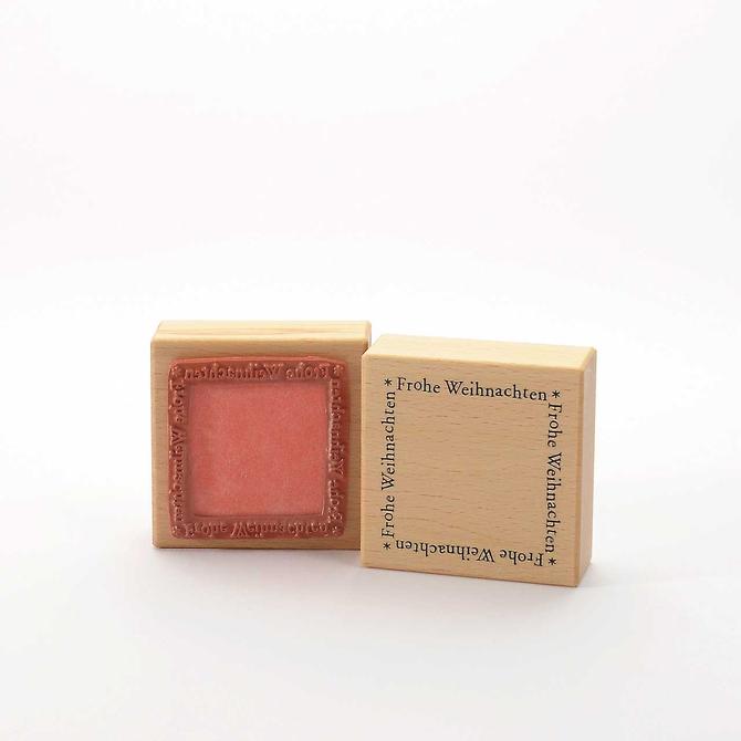 Holzstempel "Frohe Weihnachten im Rahmen", 7x7 cm