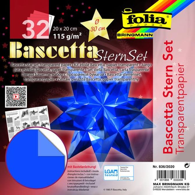 Bascetta-Stern Set, TRANSPARENTPAPIER, 115 g/m², 20 x 20 cm, blau