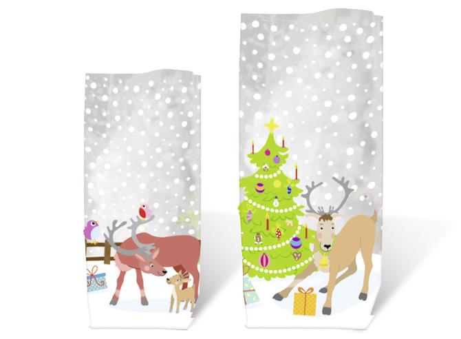Geschenk-Bodenbeutel "Rentiere" 14,5 x 23,5 cm, 10 Stück