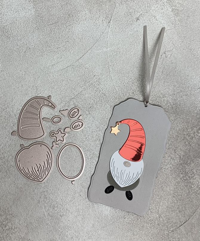 Stanzschablone Wichtel xmas mit Mütze, ca 3,5x8,5cm, 7-tlg.