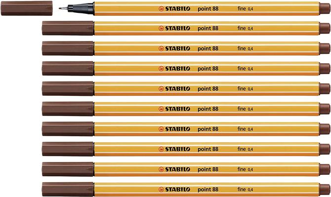 Stabilo point 88 - Fineliner - Packung mit 10 Stiften gleicher Farbe - braun