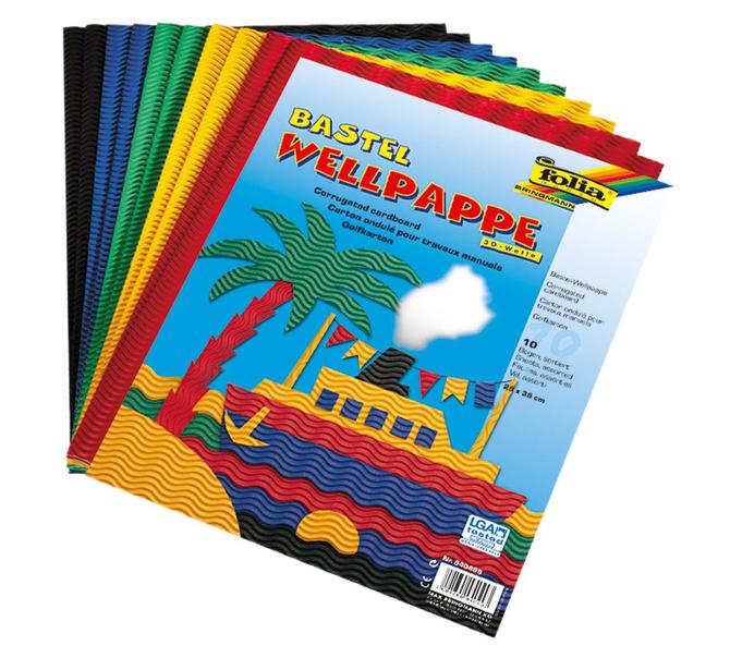 3D-Wellpappe, 35 x 50 cm, 10 Bogen, farbig sortiert