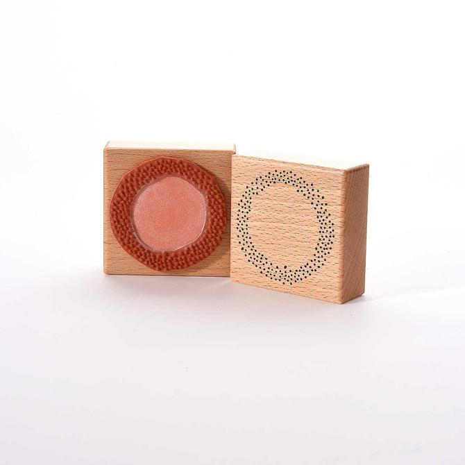 Holzstempel "Ring mit vielen Punkten", 7x7 cm