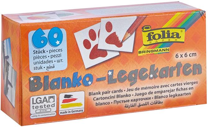 Blanko-Legekarten (Memorykarten), 6 x 6 cm, 60 Karten, weiß
