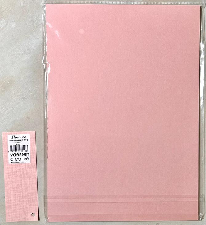 Cardstock Papier mit Leinenstruktur "Rose", DIN A4. 216g/qm, 10 Bögen