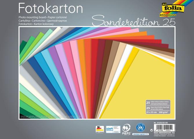 Fotokarton 300 g/m², 25 x 35 cm, 25 Bogen, farbig sortiert