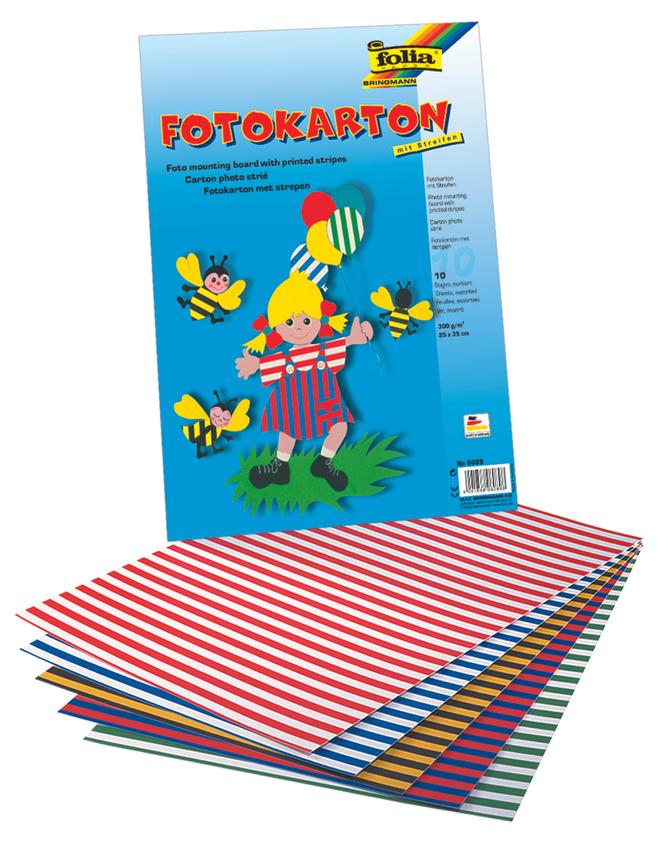 Fotokarton mit Streifen 300 g/m², 25 x 35 cm, farbig sortiert