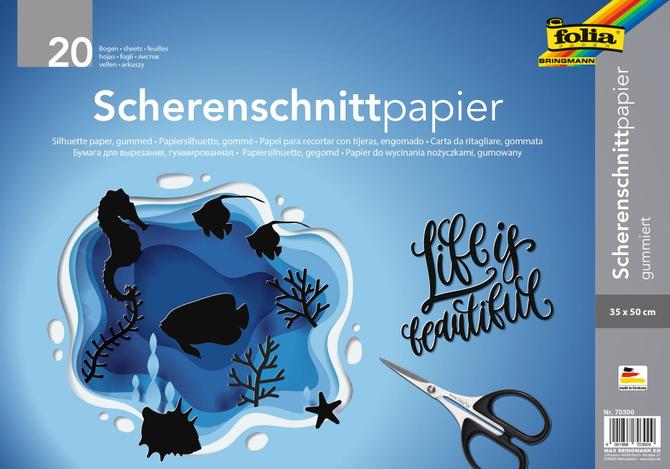 Scherenschnittpapier gummiert, 35 x 50 cm, 20 Bogen, schwarz