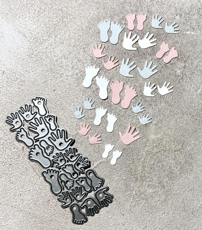 Stanzschablone Konfettistanze Baby Hände & Füße, bis 1x 1,7 cm