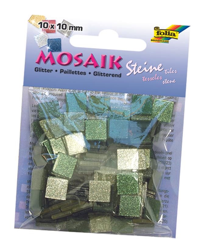 Mosaiksteine GLITTER MIX, 45g, 10 x 10 mm 190 Stück, grün