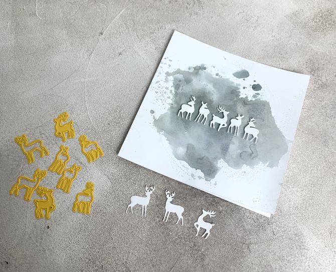 Stanzschablone Mini Elche Rentiere, bis 2,3x2,9cm, 8-tlg.