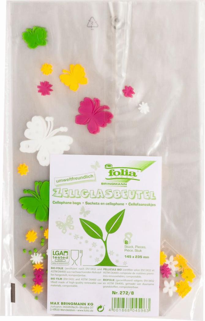 Zellglasbeutel mit Frühjahrsdruck 145 x 235 mm, 8 Stück