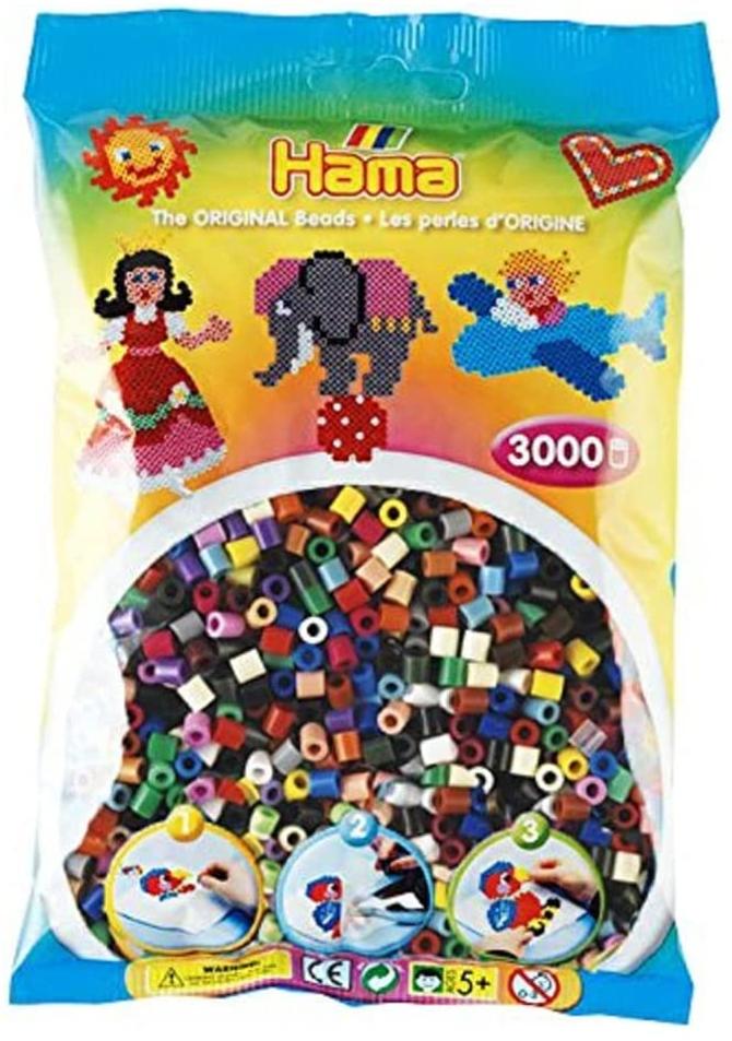 Bügelperlen ca. 3.000, bunte Midi Bastelperlen, Ø 5 mm, im Transparent Glitter Mix
