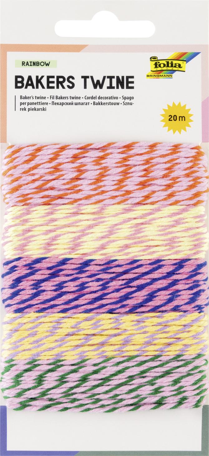 Bakers Twine "rainbow neon ", 2mm, 5x4m, 20m