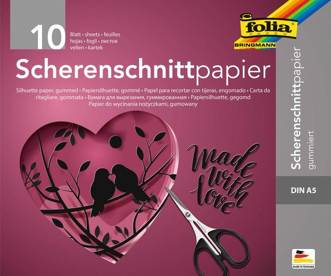 Scherenschnittpapierheft gummiert, DIN A5