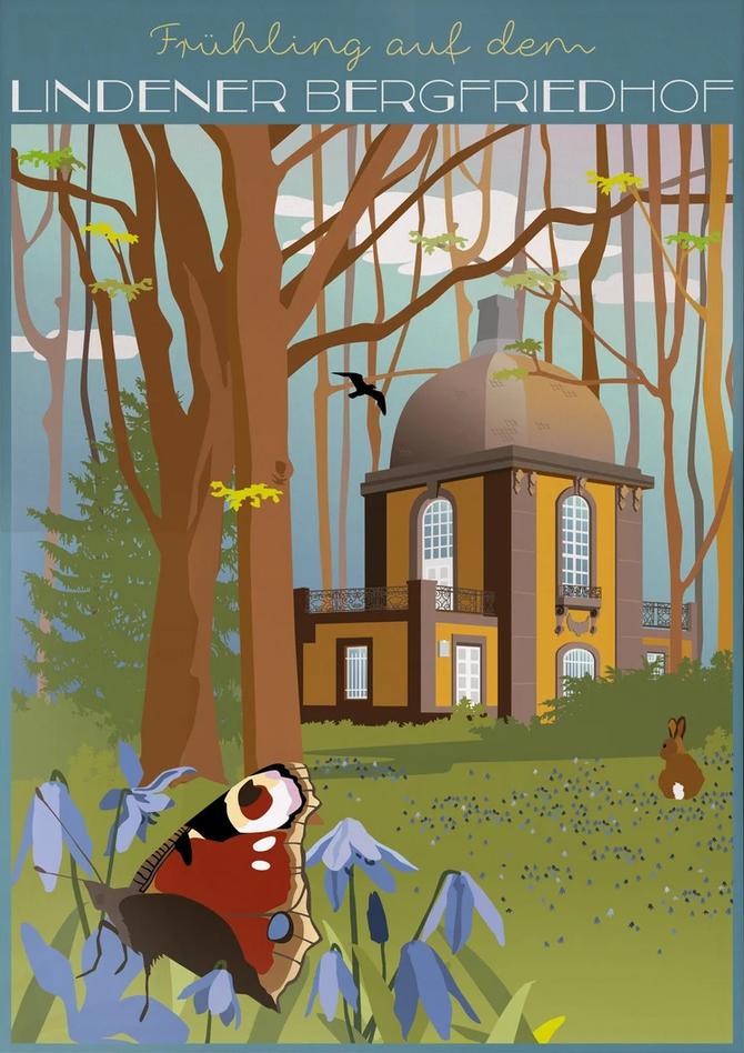 Illustre Welt Postkarte LINDENER BERGFRIEDHOF