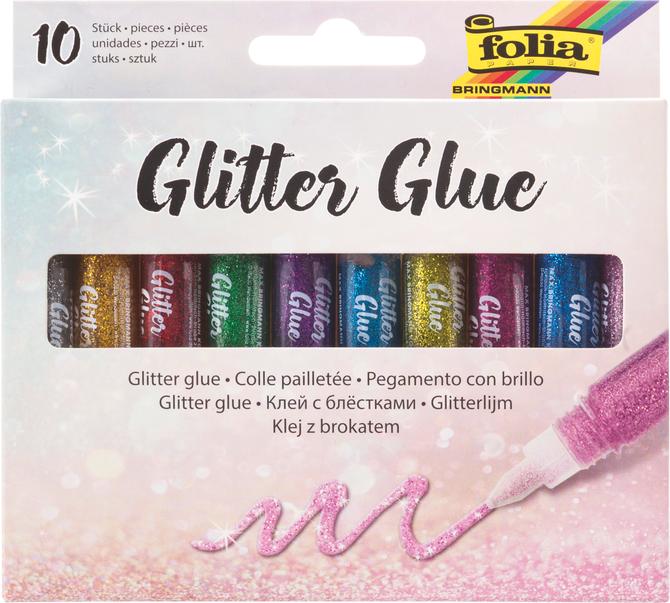 Glitter-Glue, 10 Stifte, farbig sortiert