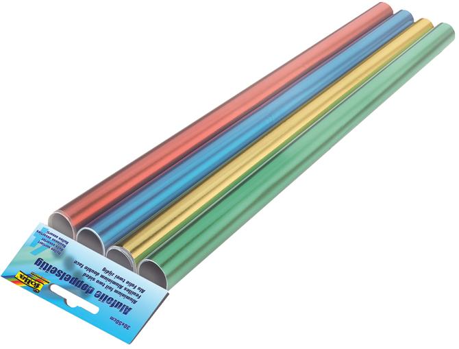 Alufolie doppelseitig kaschiert, 30 x 50 cm 4 Rollen, farbig sortiert