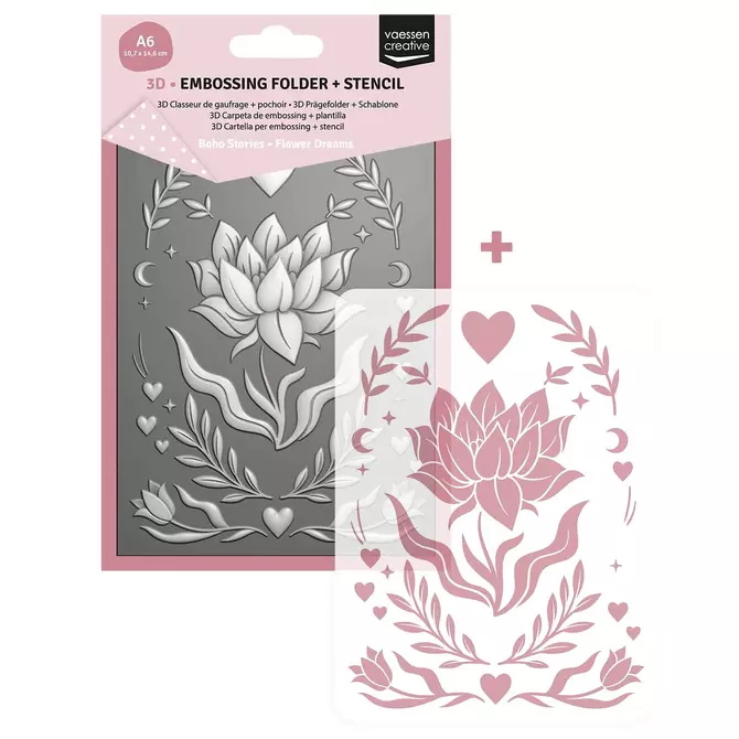 Set Embossingfolder & Maskierschablone "flower Lotus", 10,7x14,6cm, 2-tlg. 
