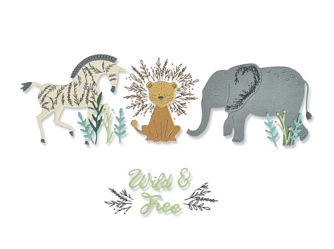 Stanzschablonen & Clear Stamp Set Geburt "Blumensafari", 18-tlg.