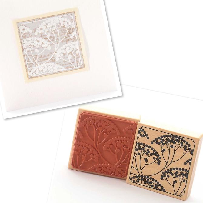 Holzstempel "Holunder im Quadrat", 8x8cm
