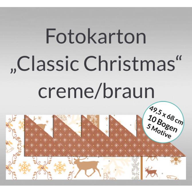 Fotokarton "Classic Christmas" creme/braun 49,5 x 68 cm - 10 Bogen sortiert