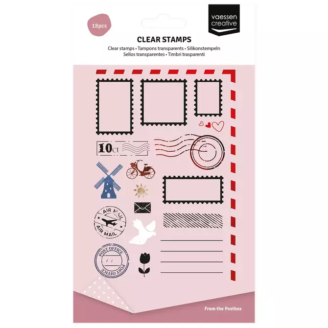 Clear Stamps Set "Briefmarken Journaling", bis 4,5x7,5cm, 4-tlg.