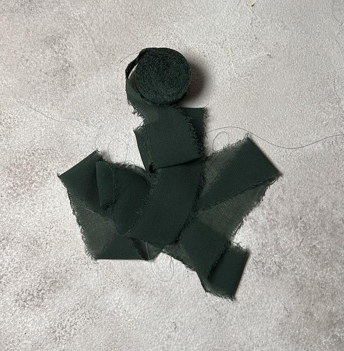 Vintage Soft Chiffonband "dunkelgrün ", 2,5cm x 4,5m