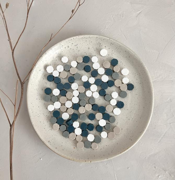 Siegelwachs Pastillen Achtecke "teal, taupe neutral " , ca. 100 Stk. 