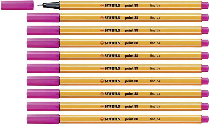 Stabilo point 88 - Fineliner - Packung mit 10 Stiften gleicher Farbe - pink