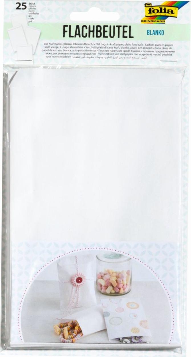 Papiertüten blanko, flach, 130 x 200 mm, 25 Stück