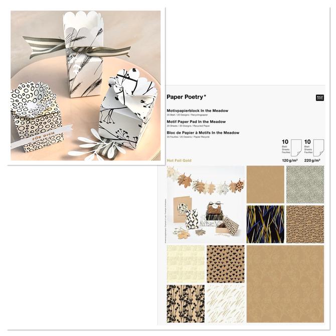 Motivpapierblock Design Papier mit Hotfoil "In the meadow", DIN A4, 20 Bogen