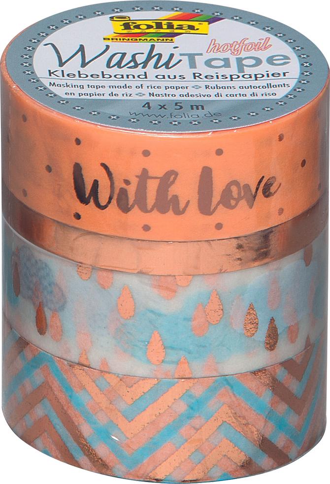 Washi-Tape 4er Set, HOTFOIL ROSEGOLD II, Klebeband aus Reispapier