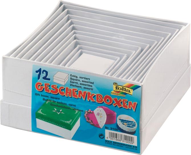 Geschenkboxen ECKIG, weiß, 12 Stück