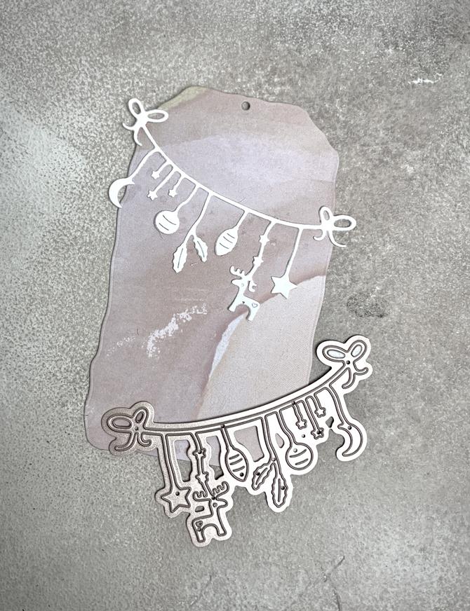 Stanzschablone xmas "Weihnachtsgirlande m. Elch", 5x8cm