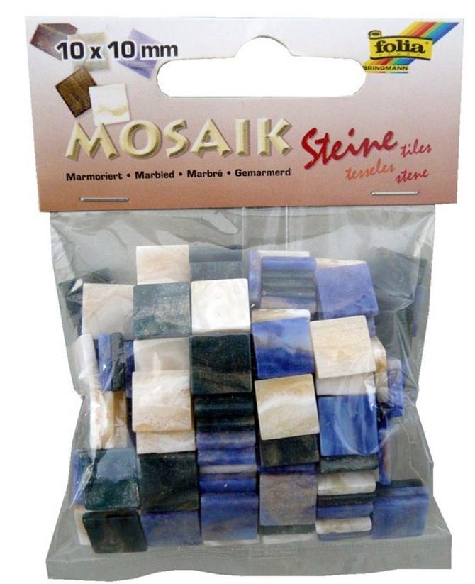 Mosaiksteine MARMORIERTER MIX, 45 g, 10 x 10 mm, blau