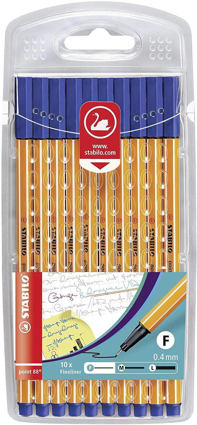 Stabilo point 88 - Fineliner - Packung mit 10 Stiften gleicher Farbe - blau