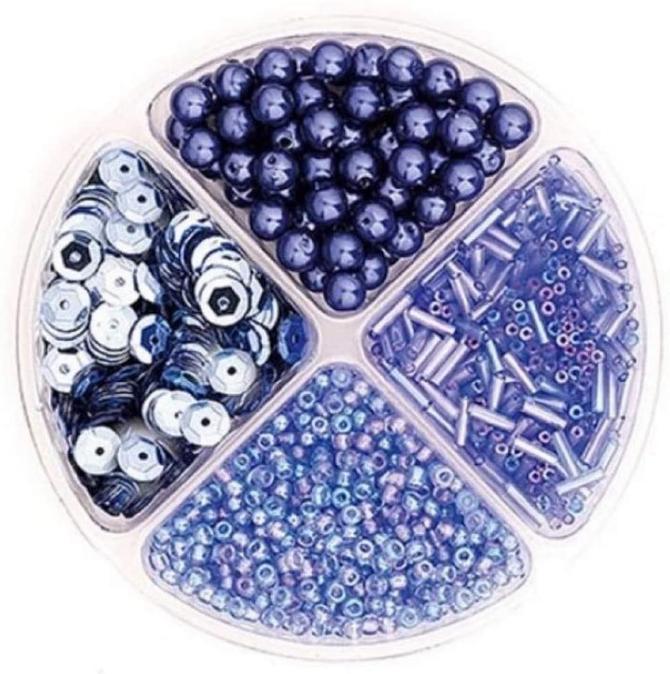 Perlen- und Pailletten-Mix - Schmuckset 90 x 10 mm, blau
