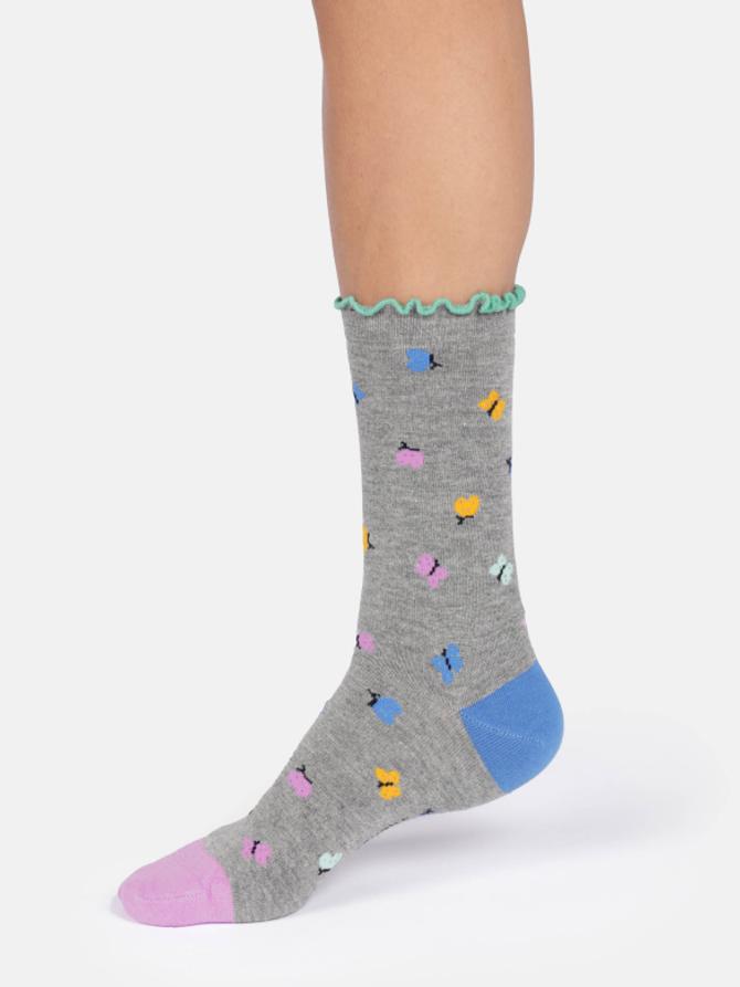 Thought WOMENS BUTTERFLY BAMBOO FRILL CREW SOCKS TA795B