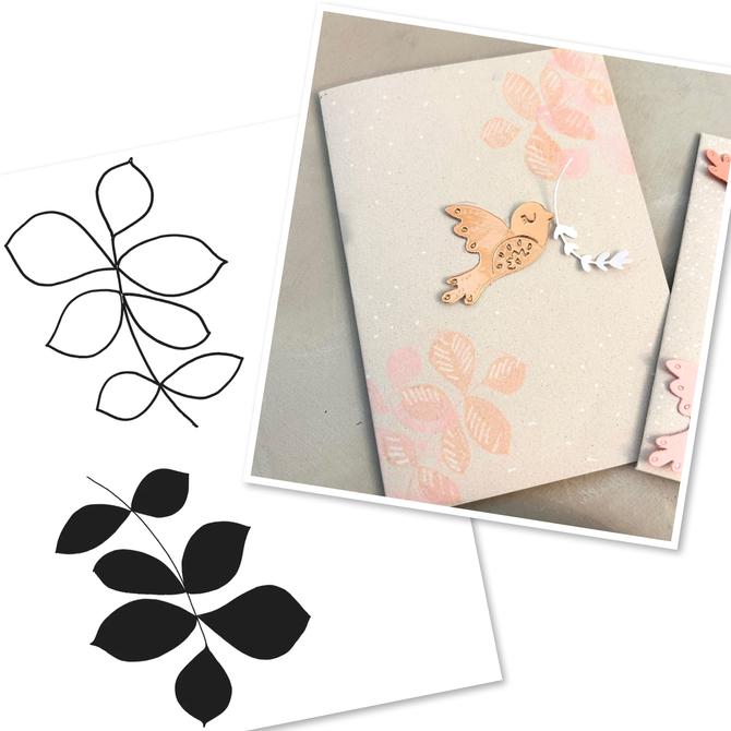 Clear Stamp Set "Blatt & Blattkontur", bis 6 cm, 2-tlg.