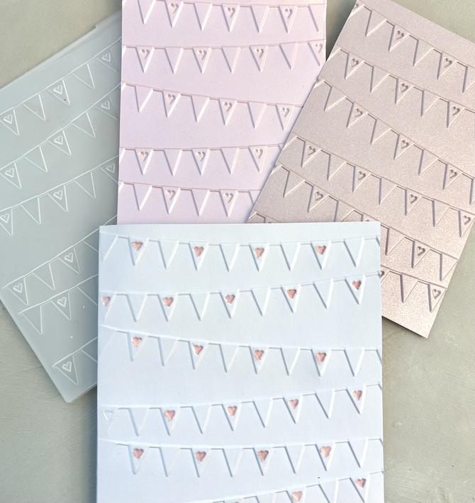 3D Embossing Folder Prägeschablone "Wimpel Girlande", 15x15cm