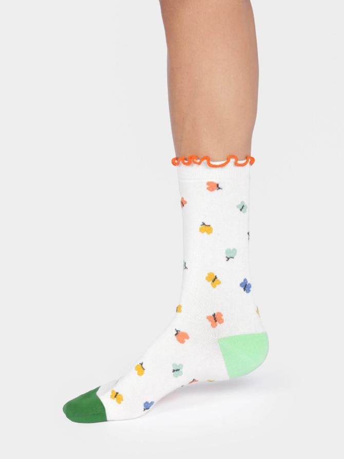 Thought WOMENS BUTTERFLY BAMBOO FRILL CREW SOCKS TA795B